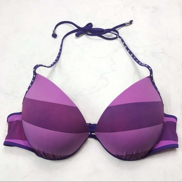 [Pink] Striped Push Up Bikini - Picture 1 of 3